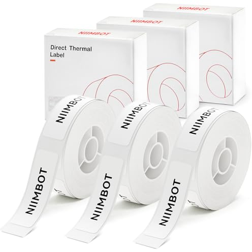 NIIMBOT Etikettenband für Modell D11 D110 D101 Drucker, (3 Rollen, 0,59×1,96/15×50mm), angepasstes Etikettendruckpapier, Ersatz für Beschriftungsbänder für Büro und Zuhause (weiß)