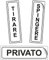 EVM Eticchette SPINGERE + TIRARE (Vert.) + PRIVATO Segnaletica Targhetta in PVC Morbido laminato Opaco Adesivo impermeabile Porte Locali Ufficcio 15x4cm 3pz.