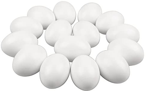 Larber 15 Stück Groß Hölzerne Eier Holzeier Ostern Falsche Eier Ostereier aus Holz Ostereier Eier Holzeier zum Handbemalen DIY Basteln Schnitzen, 4.5 x 6cm (Weiß)