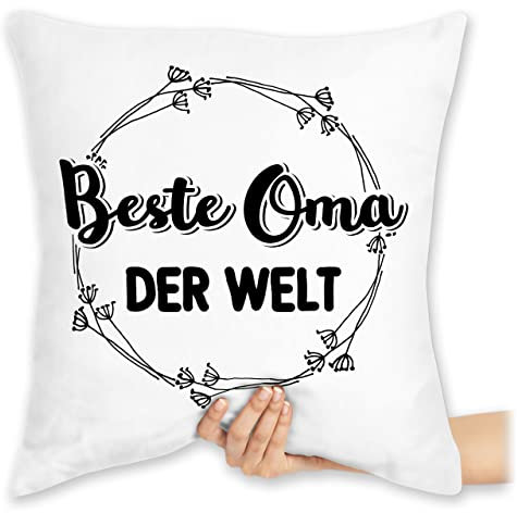 Kissen 40x40 Zierkissen - Großmutter - Beste Oma der Welt - schwarz - 40 x 40 cm - Weiß - Geschenk omi ist die Enkelkinder für Grandma Grandmother Grossmutter oma. Grandmas groseltern Omas