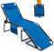 COSTWAY Chaise Longue Pliante Inclinable avec Appuie-tête Amovible, Bain de Soleil avec Dossier Réglable à 4 Positions et Cadre en Acier Antirouille, pour Camping, Terrasse, Charge 150 KG (Bleu)