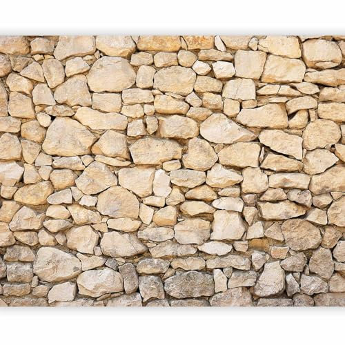murando - Fototapete Premium-Vlies Stein 3D Effekt 100x77cm Foto Tapete Schlafzimmer Wohnzimmer Vliestapete XXL Motivtapeten Bildtapete 3d Effekt Wand Dekoration Flur Steinwand beige Naturstein