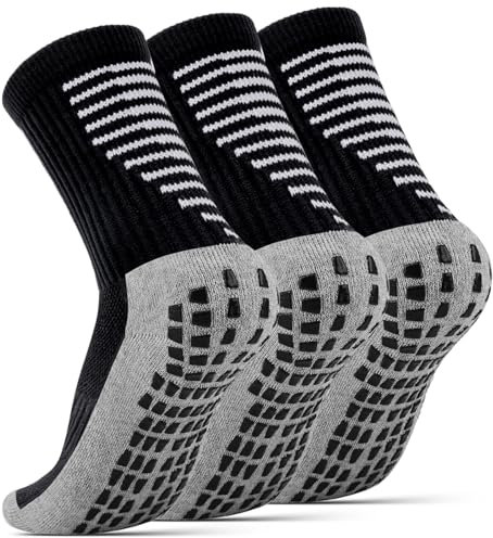 NEWIROVE 3Paar Fußballsocken Kinder Grip Socken Fussball Antirutsch Socken Sportsocken Kinder Trainingssocken kinder Fußballstutzen für 6-9 Jahre Jungen und Mädchen Basketball Laufen,Schwarz S
