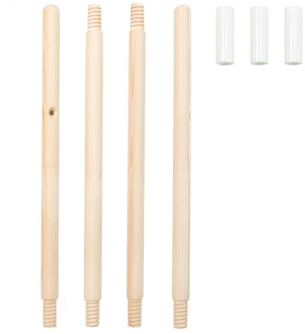 TreeBud Bâtons et connecteurs en Bois de Rechange pour Tente tipi pour Enfants, 175,7 cm de Long, composé de 4 poteaux Courts et de 3 connecteurs pour tentes de Jeu