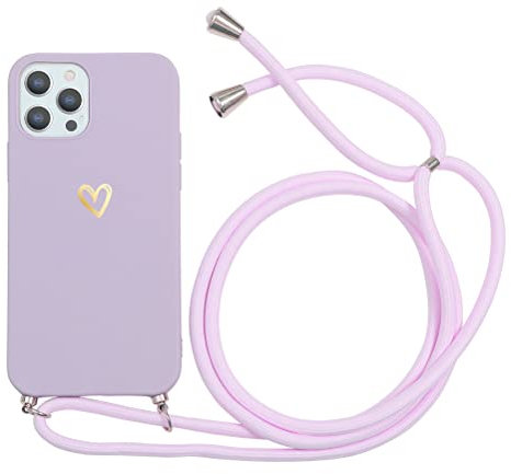 Yoedge Funda con Cuerda para Huawei P20 Lite Case 5,84, Love Heart Carcasa Morado Correa Colgante Corazones Caso con Collar de Cuello Cadena Cordón Mujer Púrpura Cover para Huawei P20 Lite