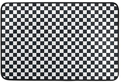 Fußmatte, 40 x 60 cm, Schwarz und Weiß, kariert, Eingang, Fußmatte, dekorative Schmutzfangmatte, langlebig, für den Innenbereich, für Zuhause, Eingang, Schlafzimmer