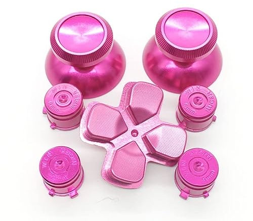 YANHAO [Videospielteile] for Dualshock 4 PS4 Pro Slim Controller Rot Metall Analogsticks Aluminium Dpad Aktionstasten for Playstation 4 Gamepad [Ersetzen] (Color : Rose redR)