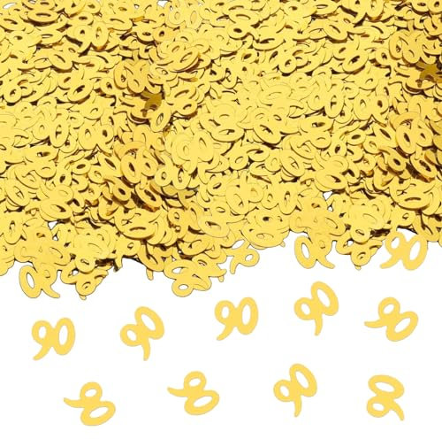 GoldRock Konfetti 90 Geburtstag Deko Gold, 500 Stk Tischdeko Deko 90. Geburtstag Mann Frau, Streudeko 90. Geburtstag Deko, 90 Geburtstag Frau Mann Deko Tisch, Konfettikanone, Streudeko zum 90 Jubiläum