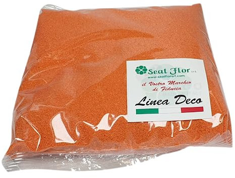 Seat Flor SRL® Sable coloré pour décoration de vases 0,5 mm Sac de 1 kg env. (25 couleurs disponibles) (Orange)