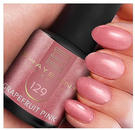 SHAYENNE UV Gel Nagellack - 129 Grapefruit Pink Rosa mit Schimmer 15 ml - Langanhaltend, Kratzfest & Hochglänzend - Profi-Qualität - LED kompatibel - Perfekt für Zuhause & Studio - Made in Germany