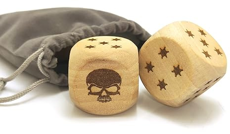 Holzwürfel-Set mit Totenkopf-Motiv, für drinnen und draußen, 2 Stück