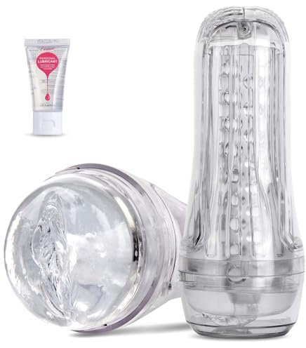 Männlicher Masturbator Sexspielzeug für Männer - Transparente manuelle Squeezable Sucking Pocket Pussy Portable Masturbation Cup mit 7,5 Tiefe Lifelike texturierte Vagina Blowjob Masturbieren Stroker