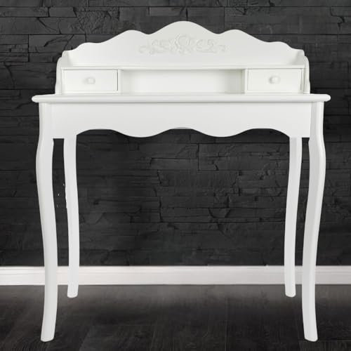 LEBENSwohnART Romantischer Sekretär Tamira ca.90cm Weiss Schubladen Landhaus