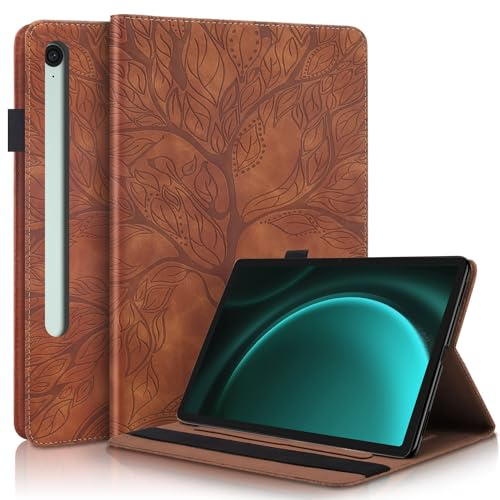 Succtopy Hülle für Samsung Galaxy Tab S10 Lite 10.9 2025/S10 FE 10.9 2025/ S9 FE 2023 PU Leder Schutzhülle mit Stifthalter Folio Flip Wallet Cover Case Hülle Braun