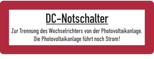 Dreifke® Aufkleber | Feuerwehrschild, DC-Notschalter,74 x 210 mm, Folie - 210x74 mm Folie selbstklebend