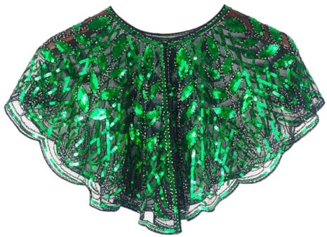 URFEDA Pailletten Schal Wraps für Damen Elegantes Abend Cape Weiche Strickjacke 1920er Vintage Stola, Damen Umhang Cape Retro Pailletten Stola Schal 1920s Bolero Für Hochzeit Brautkleid Gala kleid