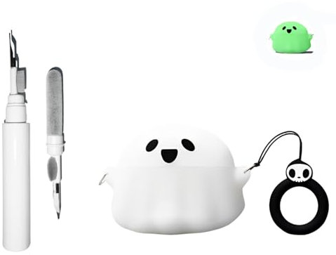 [3 in 1] TSVSXS Cute Case Compatible with Bose Ultra Open Earbuds with Keychain, Anime Silicone Ghost Protective Cover Bose Ultra Open for Kids with Cleaning Kit