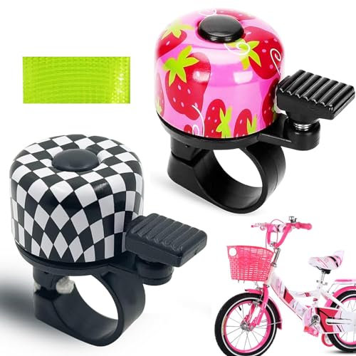 Landrain 2 Stück klingel für kinderfahrrad mit 1 Reflexstreifen, Kinder Fahrradklingel, Fahrradglocke Knackiger Sound Laut