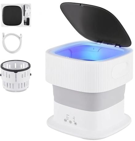 HAZARA Lavatrice Portatile Pieghevole, 9L Mini Lavatrice Portatile con 60w Ad Alta Potenza,350RPM ， Lavatrice Portatile per Appartamento,Lavanderia,Campeggio,Viaggi