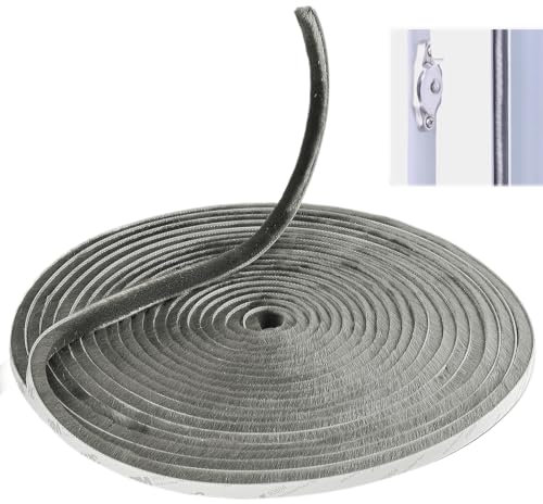 Joint Brosse Porte Coulissante,9mmx9mmx5m Joint Brosse Moustiquaire, Joint de Porte D'entrée Boudin de Porte Bas de Porte Isolant, Joint Fenetre Isolation Phonique, Bande Etancheite Autocollante