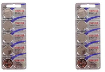 Hochwertige Knopfzelle Maxell CR2032 5er Blister, 3,0 Volt, Lithiumbatterie, Batterie (Packung mit 2)