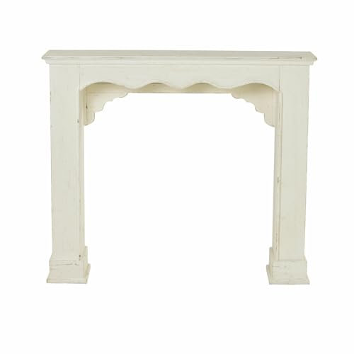 Loberon Kaminkonsole Claybourne, Klare & Elegante Form, Geschwungene Verzierungen, Klassisches Design, Kaminumrandung, Dekoration, Tannenholz, Kiefernholz, antikweiß