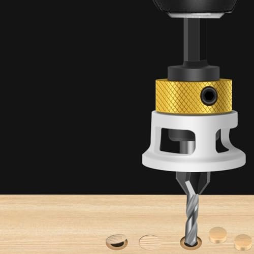 1 x Kegelsenkerbohrer, verstellbarer Hartmetallbestückter Senker, mit Tiefenanschlag, Sechskantschaft-Design, für präzise Löcher in Holz (2,8 x 8 mm)