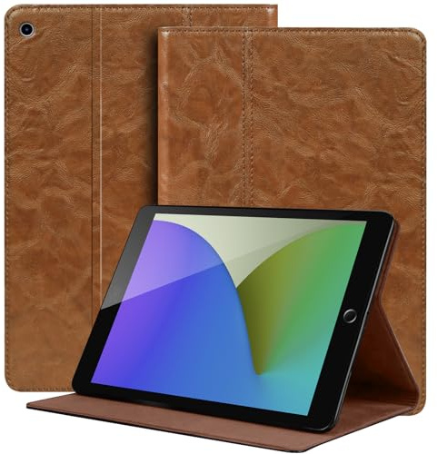 NANRUIL Leder Hülle für iPad mini 7,9 Zoll 2012/2013/2014/2015/2019 | Echtes Leder Huelle,für iPad Mini 1./2./3./4./5.Gen,Tablet Schutzhülle Case Cover,Auto Wachen/Schlafen.Khaki
