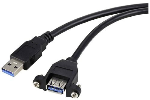 Renkforce USB-Kabel USB 3.0 USB-A Stecker, USB-A Buchse 1.00 m Schwarz für Einbau, schraubbar RF-5720388