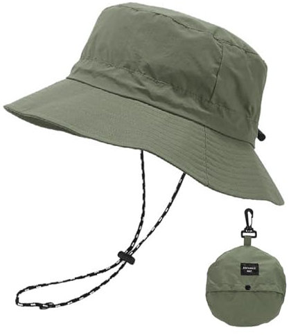 FYting Sonnenhut Damen,Sommerhut Damen,Fischerhüte Faltbar,Regenfest | Sonnenschutz | Schnelltrocknend | Atmungsaktiver, Für Strand,Schwimmbad,Park,Camping,Picknick,Wandern,Reisen (Armeegrün)