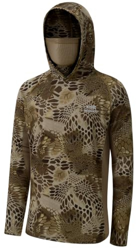 BASSDASH UPF 50+ Herren Jagdshirts mit Maske Langarm Camo Angeln Hoodie
