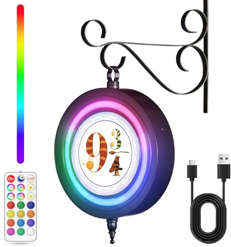 Harry Decorations Night Lights: Platform 9 3/4 Sign Smart Sensor & 84 RGB Colors - 72H Battery USB-C Rechargeable - Wizard LED Lamp - Potterhead Magic Theme Gift for Halloween, Christmas & Birthdays