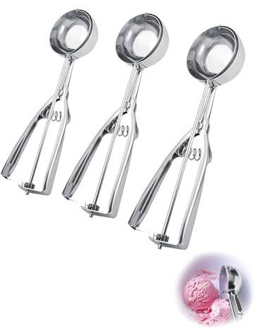 Thapncow Cuchara de helado acero inoxidable, con disparador para helados, 4/5/6 cm de diámetro, para Helado Frutas Puré de Papas Masa Bolas de Carne