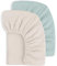 Susurration 100% Baumwolle Musselin-Spannbettlaken 2er Set Kinder Spannbettlaken,Baby-Bettlaken Reisebett Spannlaken Beistellbett Leintücher 60x120cm (Salbei Creme)