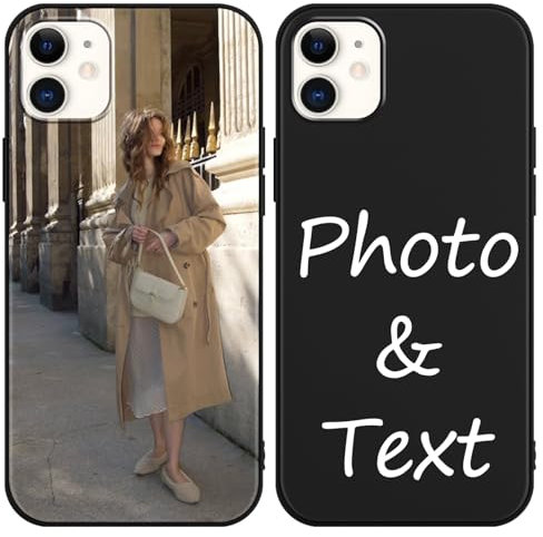 Kivlclri Personalisierte Handyhülle für iPhone 11 6,1'', Personalisiert Hülle mit Selbst Gestalten Bedrucken mit Eigenem Bild Motiv Foto Schutzhülle, Individuelle Design Case für iPhone 11,Schwarz