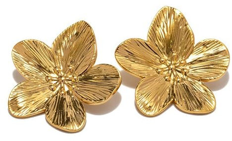 Gold Flowers earring,Flowers Earring For Women,gold Statement earrings For Women,Summer Earrings,Gold Big Flower Earrings,Five-Petal Flower Earring,for women Girls Boho Jewelry Gift