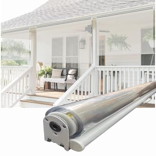 Koncey Tende a Rullo Trasparenti in PVC per Esterni, Pergolato Tende Impermeabili Plastica, Tapparella Avvolgibile Trasparente-Cortina per Giardino Esterno, Balcone, Porta del Patio(80 x 220 CM)