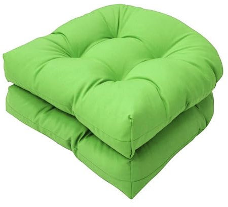 2 cojines de asiento impermeables en forma de U para interiores y exteriores, silla de mimbre, mecedora, muebles de jardín, cocina, comedor (verde hierba)