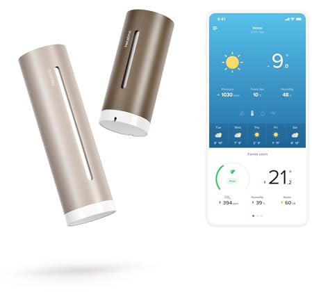 Netatmo Weather Station ORIGINAL| 2nd generation | Indoor & Outdoor | Temperature, Humidity, Air Quality, UV - Sunshine, Pollen, Weather Forecasts, Compatible Apple, Alexa, Google - Sand - NWS-S-WW