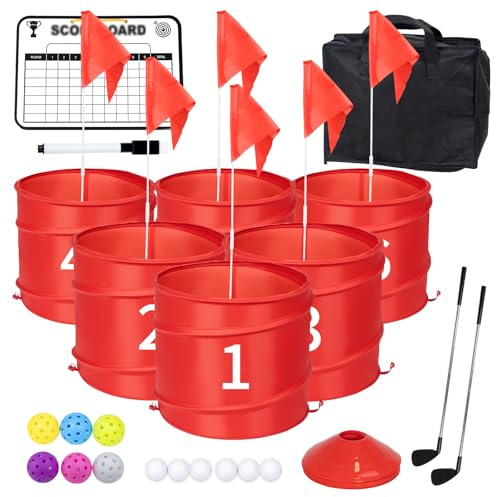 WodGod 6 Pcs Backyard Golf Outdoor Game with 2 Clubs - Outdoor Golf Yard Game for Adults, Beach, Camping, Lawn, Park