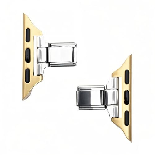 Italian Charm Bracelet Apple Watch Band Connectors,Charm Link Strap Adapter for Apple Watch SE,Series 4,5,6,7,8,9,10,Ultra (Gold : 1 pair of connectors, 46mm(Series 10)/49mm/45mm/44mm)