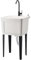 Fregadero multiusos para lavandería, fregadero de plástico con grifo giratorio y dispensador de jabón, tina de lavandería independiente extra profunda para sótano, garaje(White)