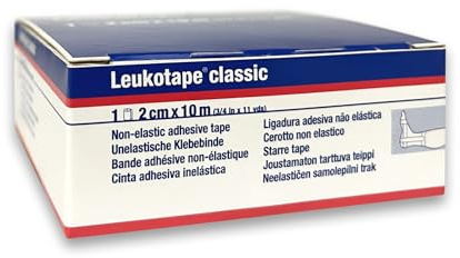 BSN medical Leukotape Classic 2,00 cm x 10 m Sport Tape weiß starr | zugfest | wasserabweisend, ohne Schere abreißbar (1 Rolle)