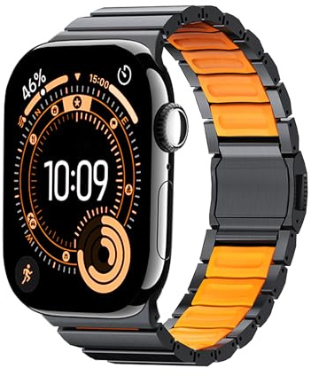 KU XIU Cinturino in titanio compatibile con Apple Watch Ultra 2 Cinturino 49mm 46mm 45mm 44mm 42mm Cinturino di ricambio in titanio per iWatch Ultra S10 SE S9 8 7 6 5 4 3 2 1