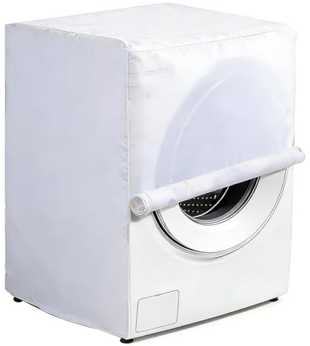 BIKPRST 1 Funda Lavadora Exterior Impermeable de PEVA,Protectora de Lluvia,Polvo y Sol,para Cuidar y Decorar Electrodomesticos en Cocina o Balcon,63*62*85cm,Blanco