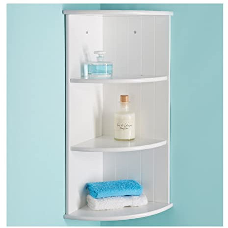 Wooden 3 Tier Wall Corner Shelf Storage Cabinet Unit Bathroom Shelving