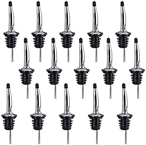 Swpeet 15 pcs en acier inoxydable liqueur Bouteille Speed verseurs conique avec bec en caoutchouc anti-poussière et idéal pour les bars, les clubs, les restaurants, les bars, cafés et Diners