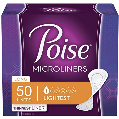 Poise Inkontinenz-Einlagen, leichte Saugfähigkeit, lang, 50 Stück