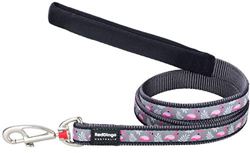 Red Dingo Grey Flamingo Dog Lead (15mm x 1.2M), One Size