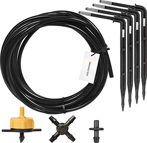HOLZBRINK Set 3 per irrigazione di piante, con raccordo a croce quattro uscite e gocciolatore giallo 2l / h, 1 set